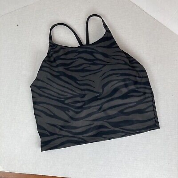 Old Navy Active Long Line Sports Bra Black And Gray Zebra Stripe Print - Picture 3 of 7